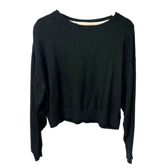 Thread & Supply Dark Gray Long Sleeve Cropped Pullover Top Small - Picture 1 of 4